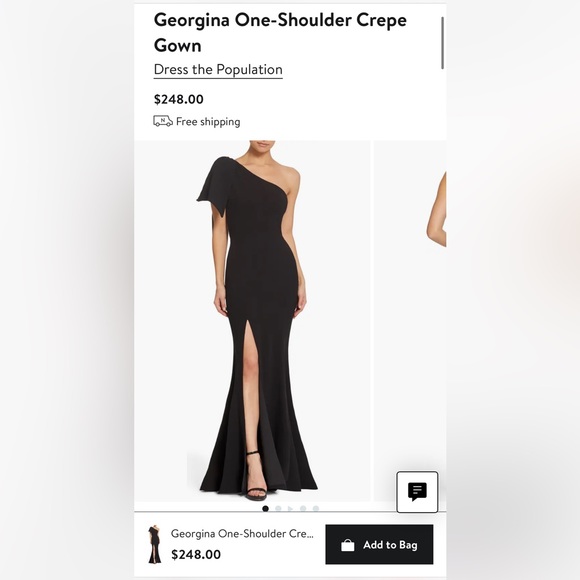 Dress the Population Georgina One-Shoulder Crepe Gown - Picture 2 of 11